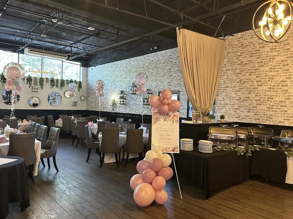 Catering spread set up by Jameson's for an off-premises event