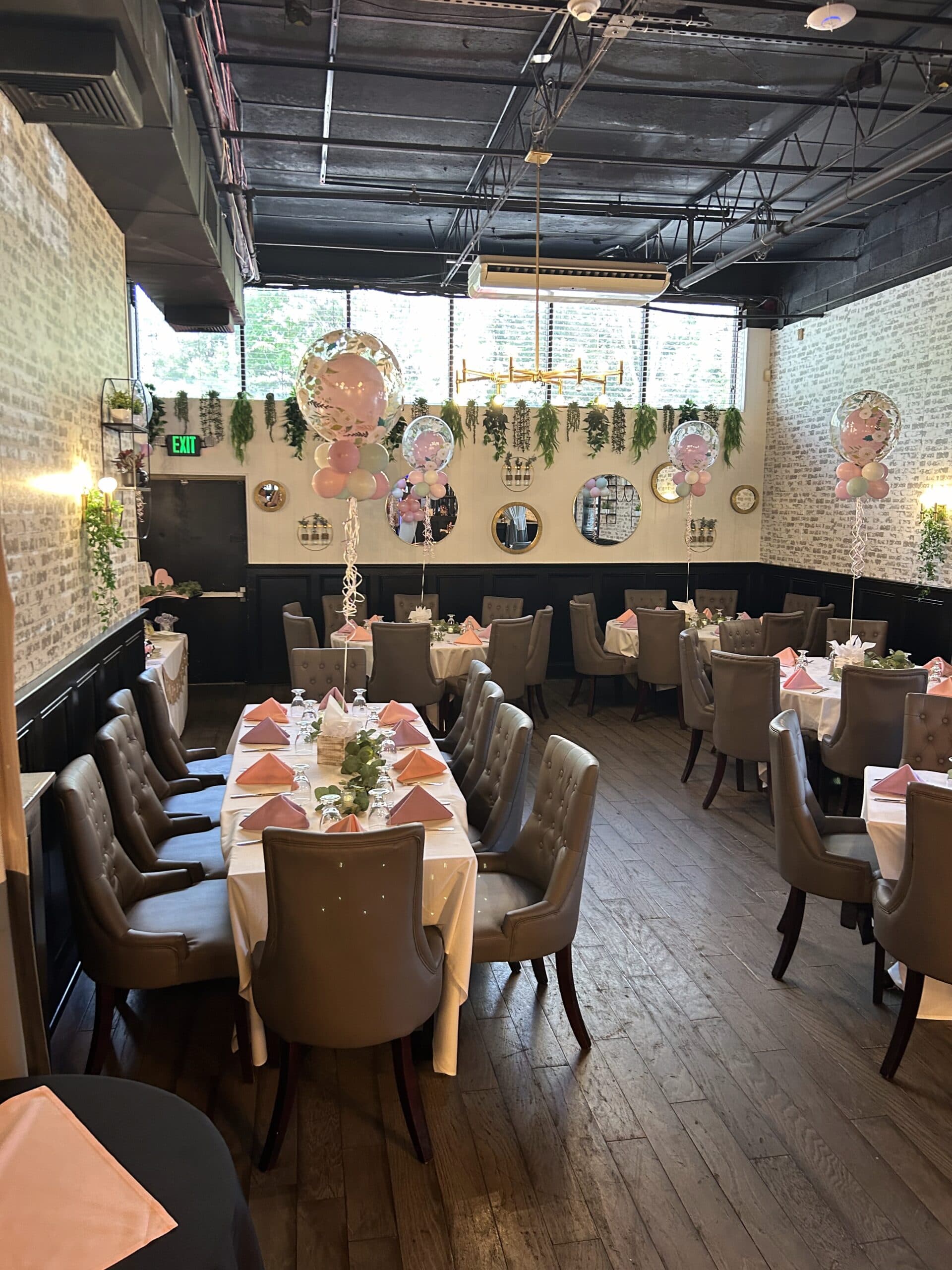 Dressed tables ready for guests in Jameson's private room